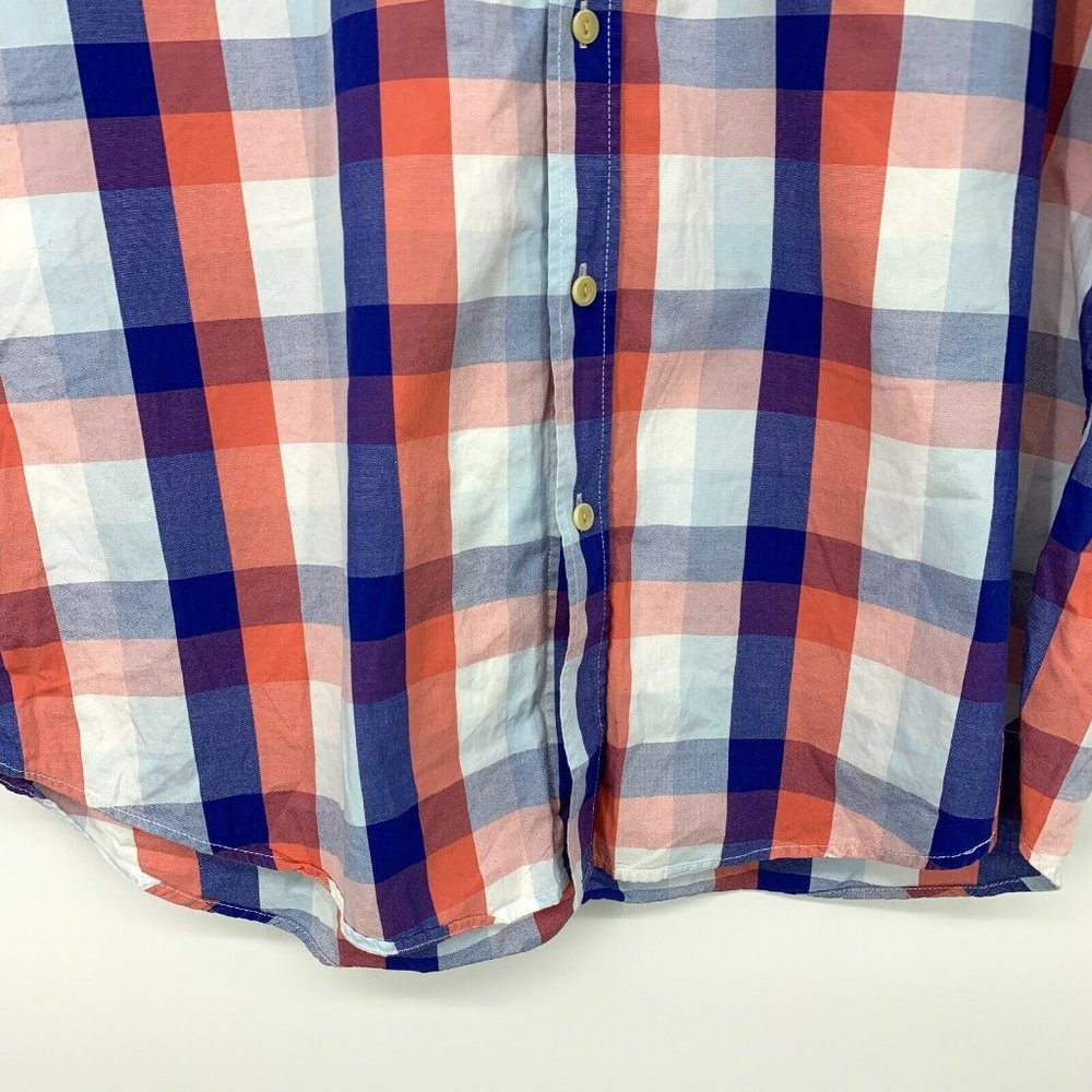 Merona Shirt Mens Blue White Plaid Button Down Short Sleeve - Picture 4 of 7